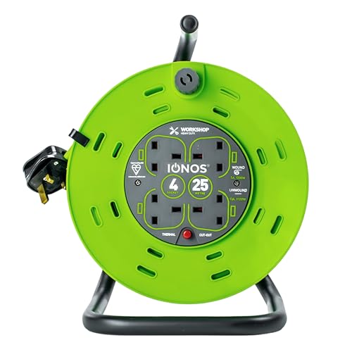 IONOS 4 Socket Cable Reel 25m Green 13 Amp (ION25M13ACR2)