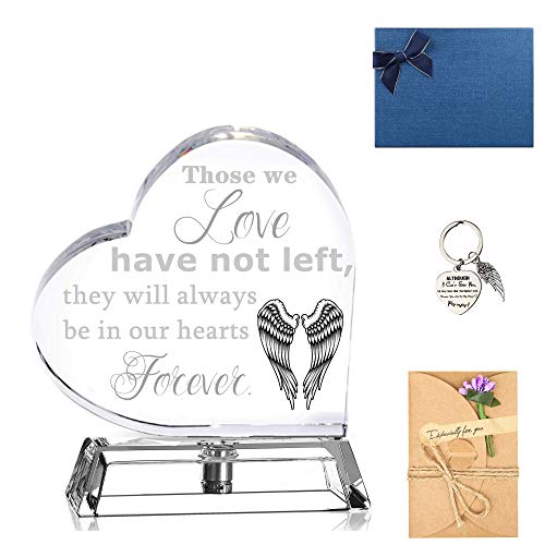 Sympathy Basket for Lost Father Grandma Grandpa Memorial Gifts Bereavement Condolences for Loss Mother Heart Crystal Funeral Gift Husband Angel Wing Keychain