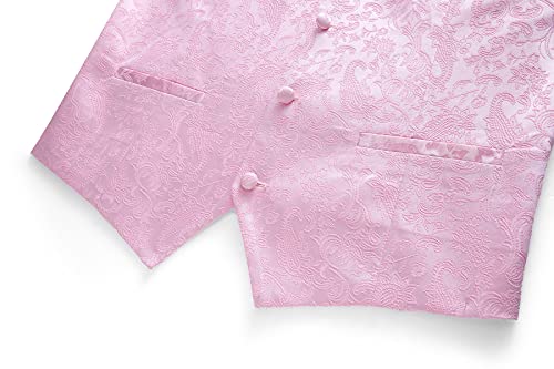 Mogu Mens Formal Vest Paisley Jacquard Suit Waistcoat Wedding Prom Groomsmen 36 Pink #TOP4