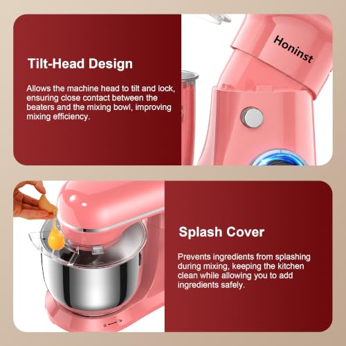 Image of Honinst 4QT Electric Stand Mixer, 10-Speed Tilt-Head Compact Kitchen Mixer