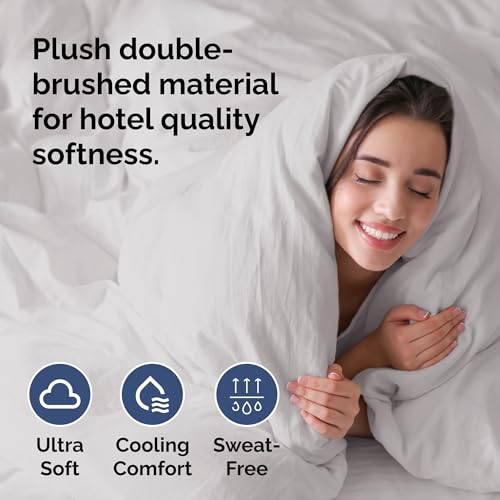 Image of Duvet Cover King Size Set - Extra Soft King Duvet Cover 104 inch x 90 inch with 2 Pillow Shams for Women, Men, Kids & Teens - Hotel Luxury w / Zipper Closures & Ties - Comfy, Cozy & Breathable (French Grey)