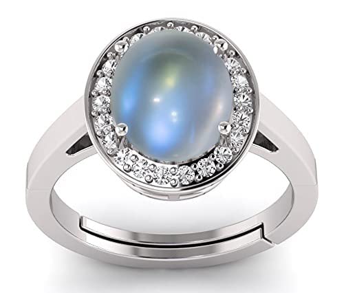 NAMDEV GEMS 12.25 Ratti / 11.50 Carat Natural Moonstone Stone Certified Rainbow Silver Adjustable Ring For Men And Women (B0BGBSSMLG) Amazon Price History, Amazon Price Tracker