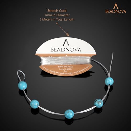 Image of BEADNOVA 8mm Blue Turquoise Gemstone Round Loose Beads for Jewelry Making (45-48pcs)