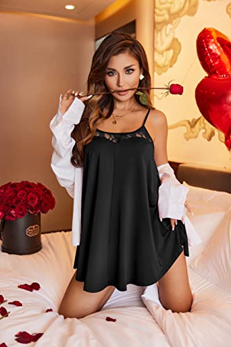 Ekouaer Womens Nightgown Full Slip Chemise V Neck Nightshirt Dress Sleepwear, 24-Black, Xx-Large #TOP4