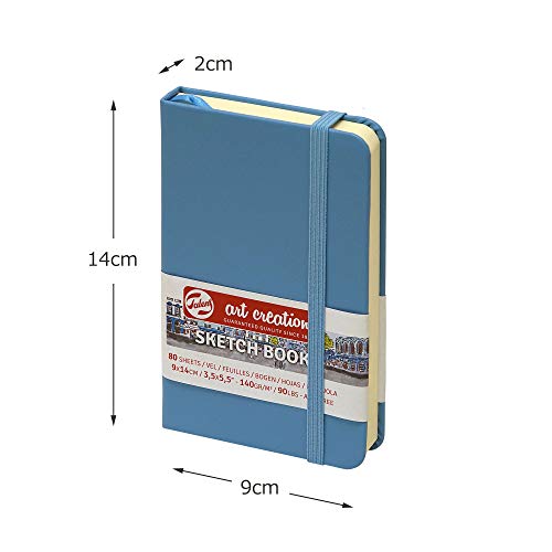 Talens Art Creation Paper - Lake Blue Sketchbook - 9 x 14 cm - 140 g/m² - 80 Sheets - Ideal for Drawing & Journaling