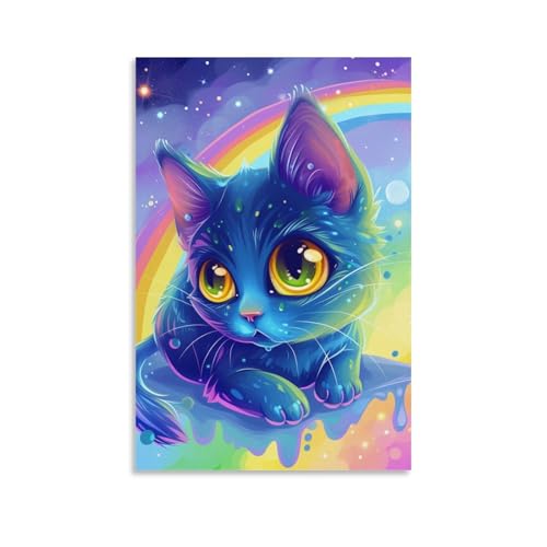 Toile chat mignon et décoration murale moderne salon format 50 x 75 cm
