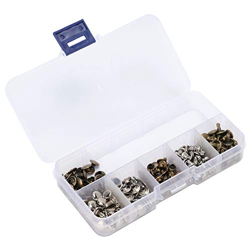 Haofy Juego de Remaches de Cuero Hechos a Mano, Material de Latón Fuerte, 120 Uds. Para Chaquetas, Cinturones, Sombreros, Carteras, 6MM, 8MM