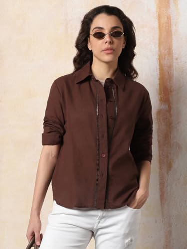 Image of HIGH Star Oversized Solid Shirt for Women | Stylish Tops for Women | Comfortable and Trendy Casual Shirt
