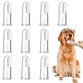 XunHe 10 Pieces Pet Finger Toothbrush, Soft Silicone Pet Finger Toothbrush, Food Safety Tooth Cleaner, Dog Cat Dental Brushes Kit for Dogs Cats Pets Dental Care(Transparent Color)