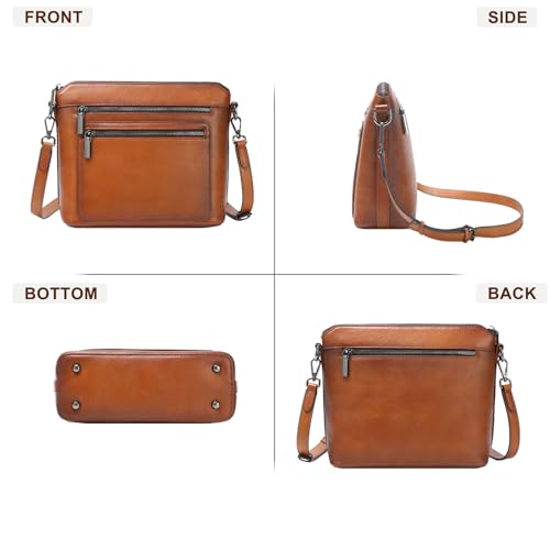 Image of COOLCY Genuine Leather Crossbody Bags for Women Purses and Handbags for Ladies with Multiple Pockets Shoulder Satchel Bag