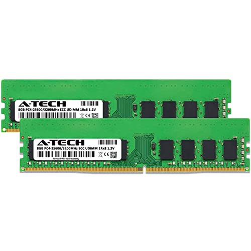 Image of A-Tech Server 16GB Kit (2x8GB) DDR4 3200MHz PC4-25600 ECC UDIMM 1Rx8 Single Rank 1.2V ECC Unbuffered DIMM 288-Pin Server & Workstation RAM Memory Upgrade Modules (A-Tech Enterprise Series)