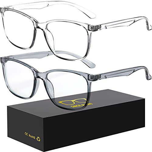 Image of Oilway Blue-Light Blocking Glasses Computer Reading /Gaming /TV /Phones Glasses Fashion Anti Eyestrain Glasses for Women Men(A4 Gray + Transparent)