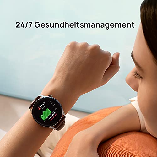 HUAWEI WATCH 3 Pro - 4G Smartwatch, 1.43'' AMOLED Display, eSIM Telefonie, 5 Tage Akkulaufzeit, 24/7 SpO2 & Herzfrequenzmessung, GPS, 5ATM, 30 Monate Garantie, braunes Lederarmband - Image 4