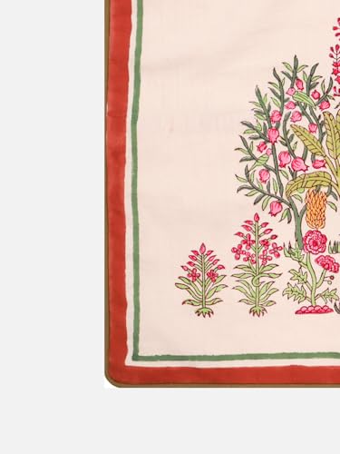 Image of Darakht Hand Block Printed Cushion Cover Set | Cushions Cover for Home & Office | 100% Cotton Fabric | Size - 16 x 16 Inches | Pack of 2 Cushion Covers | Color - White