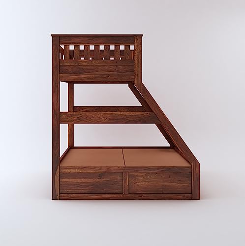 STRATA FURNITURE Sheesham Wood Bunk Bed with 2 Drawers Honey Finish - Image 6