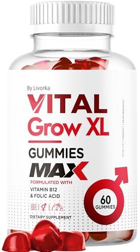 Vital Grow XL Male Gummies - Mens Performance Gummies 1050MG Vital GrowXL Blend Vital Growth Gummy Advanced Formula 60 Gummies for 1 Month