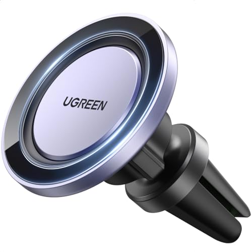 UGREEN MagSafe Autohalterung mit Metallring Handyhalterung Auto kompatibel mit original MagSafe Hülle von iPhone kompatibel mit MagSafe iPhone 17/16/15/14/13 Pro Max und Allen Smartphones