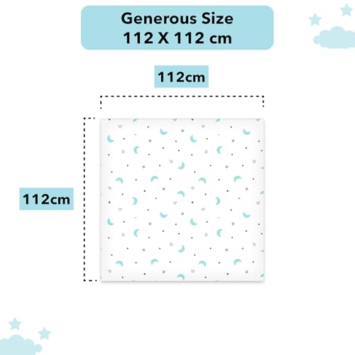 Image of The White Cradle Baby Nursery Swaddle Blanket Wrap 2pcs Pure Organic Cotton Double Layer Muslin Cloth - STERILISED for Your Child's Protection - Super Soft, Absorbent, Large 112x112 cm - Blue & Grey