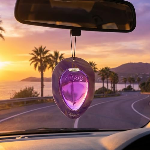 Image of Airpro Lavender Bliss Hanging Gel Car Air Freshener | Long Lasting Car Perfume for 30 Days | Leak-Proof Car Freshener | Relaxing Aroma for Car, Office & Wardrobe | Car Accessories Interior (11.3g)