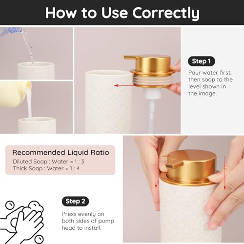 Image of Segbeauty Ceramic Foaming Hand Soap Dispenser, 16.9oz Refillable Kitchen Bathroom Foam Soap Dispenser, 500ml Empty Liquid Soap Lotion Dispenser Foaming Pump Bottle for Modern Home Farmhouse Decor