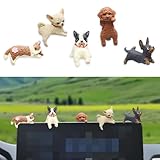 Harikikochuu 5 Pcs Mini Cute Dog Computer Monitor Decor Resin Dog Monitor Figurines Cute Desk Accessories Car Dashboard Decorations Funny Gifts for Puppy Lover.