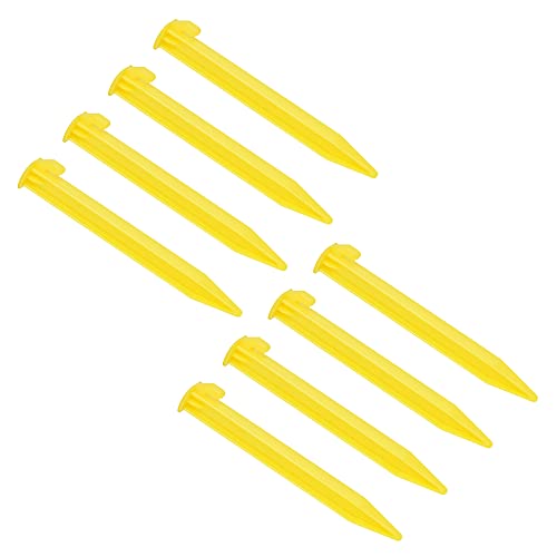 sourcing map 8 Paquete Plástico Tienda Estacas - Pabellón Picas Espiga Gancho Ligero, Aplicar a Exterior/Camping/Senderismo (14,5 cm/5,7, Amarillo)