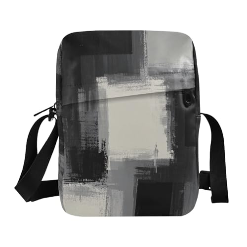 Black White Gray Ink Art Painting mens messenger bag crossbody men shoulder bag Women's Purse Adjustable Strap for Outdoor Daily outdoor sports