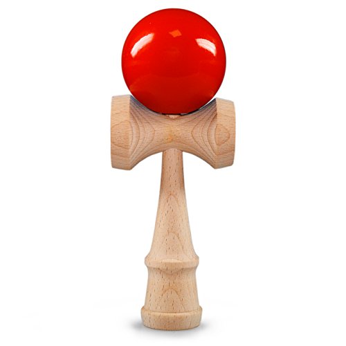 Ganzoo Kendama Basic Orange Rosso + Legno, Gioco di abilità