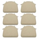 Shinnwa Kitchen Chair Cushions Set of 6, Non-Slip Dining Chair Cushions with Ties and Machine Washable Cover, 6 Pack, 17 x 16.5 x 2in, Natural Linen