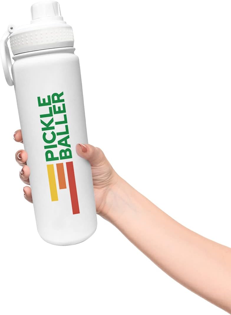 Super Fly Goods Pickle Baller Sports Water Bottle - Pickleball Insulated Stainless Insulated - Double Walled - 10 Hours Cold & 6 Hours Hot - Reusable Metal Water Bottle - Leak Proof - 1 Count