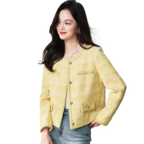 Veste en tweed française anti-froid coupe droite élégante femme