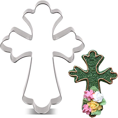LILIAO Large Fancy Cross Cookie Cutter Christian baptism Fondant Biscuit Cutter - 33 x 44 inches - Stainless Steel