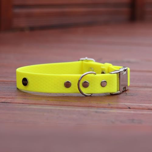BURA Wasserdichter Hundehalsband – Geruchshemmend, Leicht zu Reinigen, Langlebig, Allergikerfreundlich, Verstellbar, Modernes Design – Ideal für Alltag und Outdoor-Aktivitäten (Neongelb, M)