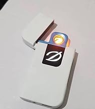 ولاعة كهربائية بدون لهب قابلة لإعادة الشحن بمنفذ USB، ولاعة بلازما قوس مقاومة للرياح مع شعار ليد، تصميم أنيق أبيض وأزرق، آمنة وصديقة للبيئة بدون لهب أو بوتان