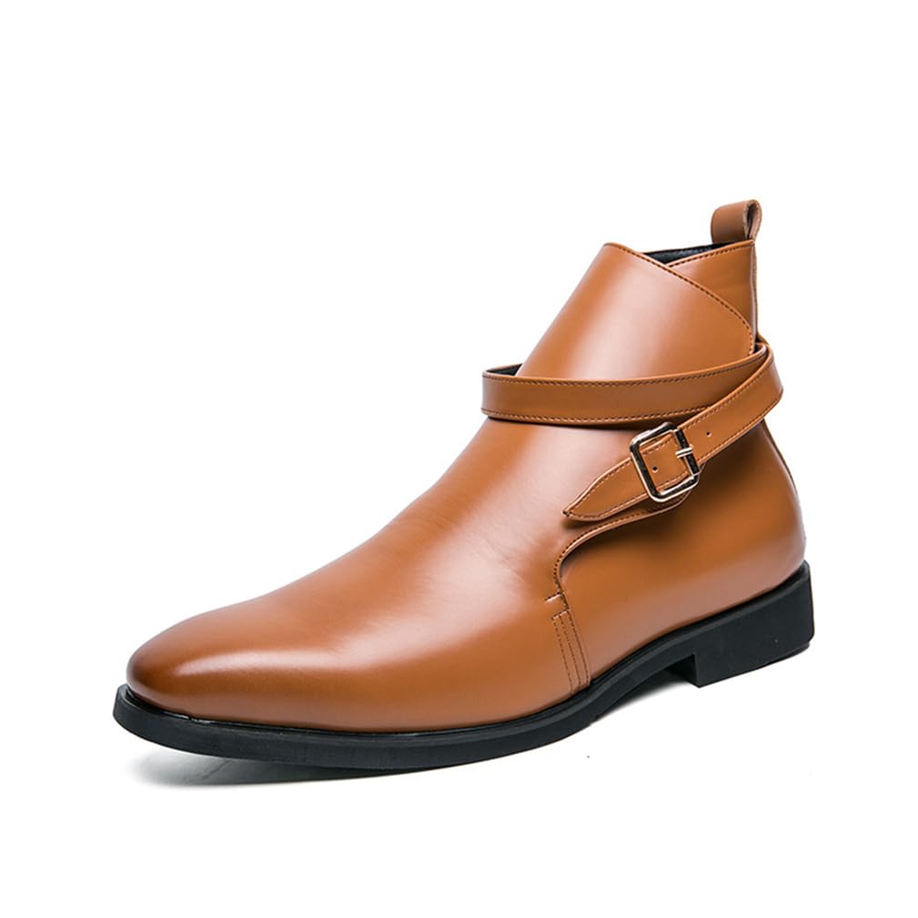 Stivali Chelsea Uomo Pelle PU Scarpe Casual Eleganti per Camminare | Stivaletti Neri Brogue Uomo Infilare Elastico Suola Gomma Antiscivolo Comfort Ufficio Festa Matrimonio Uso Quotidiano
