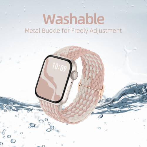 Image of 4 Pack Braided Stretchy Bands Compatible with Apple Watch 40mm 41mm 38mm 42mm 44mm 45mm 46mm 49mm Women Men, Breathable Nylon Elastic Daily Use Straps for iWatch Series 11 /10 9 8 7 6 5 4 3 SE /Ultra 2