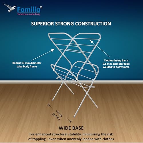 Image of Familia Premium Stainless Steel Foldable Cloth Drying Stand - (Cross Type 2-Tier- SS)