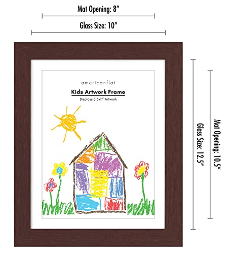Image of Americanflat Kids Artwork Frame Changeable (Mahogany) - Magnetic Door Holds 100 Art Pieces - 8.5x11 Letter Size Display with Mat or 10x12.5 Without Mat - My Mini Masterpiece (Pack of 8)