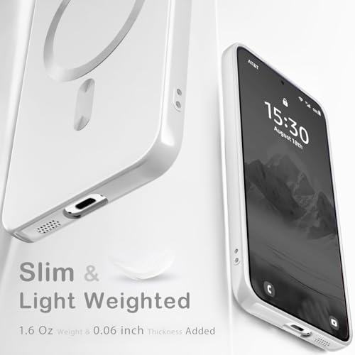 Image of DIZORO Samsung S25 Fe Case, Compatible with Mag Safe, Matte Luxury Metallic Luster Flexible TPU Wireless Charging Shockproof Case with Camera Protector Back Cover (Silver)