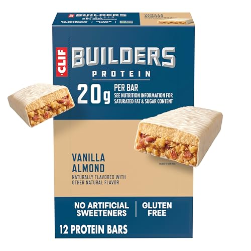 CLIF BUILDERS Protein Bars - Vanilla Almond Flavor - 20g Plant Ba...