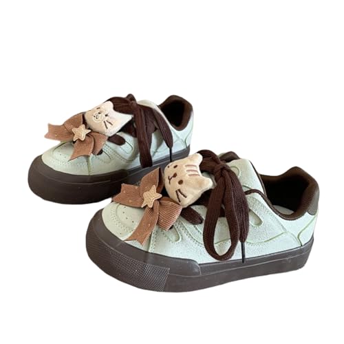 Kawaii Y2K Fashion Platform Sneakers, Cat Design with Bow, Casual Walking Shoes for Women Girls