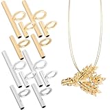 Framendino, 12 Pack Convertible Necklace and Brooch Adapter Pin to Charm Converters Jewelry Accessories for DIY Making (Gold & Silver)