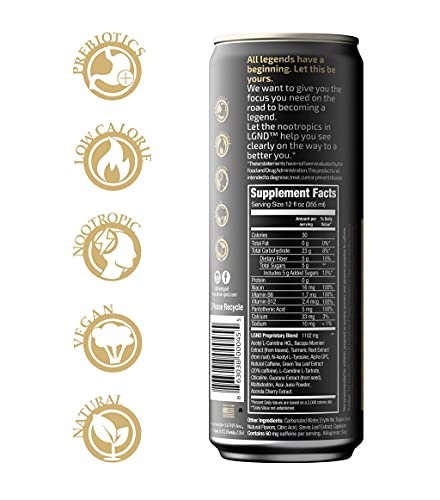 Lgnd Nootropic Performance Drink 12Oz. - Spicy Ginger, Turmeric, Focus, Carbonated, Natural Ingredients, Low Calorie, Low Caffeine Energy, Prebiotic, Made In Usa 12-Pack #TOP2