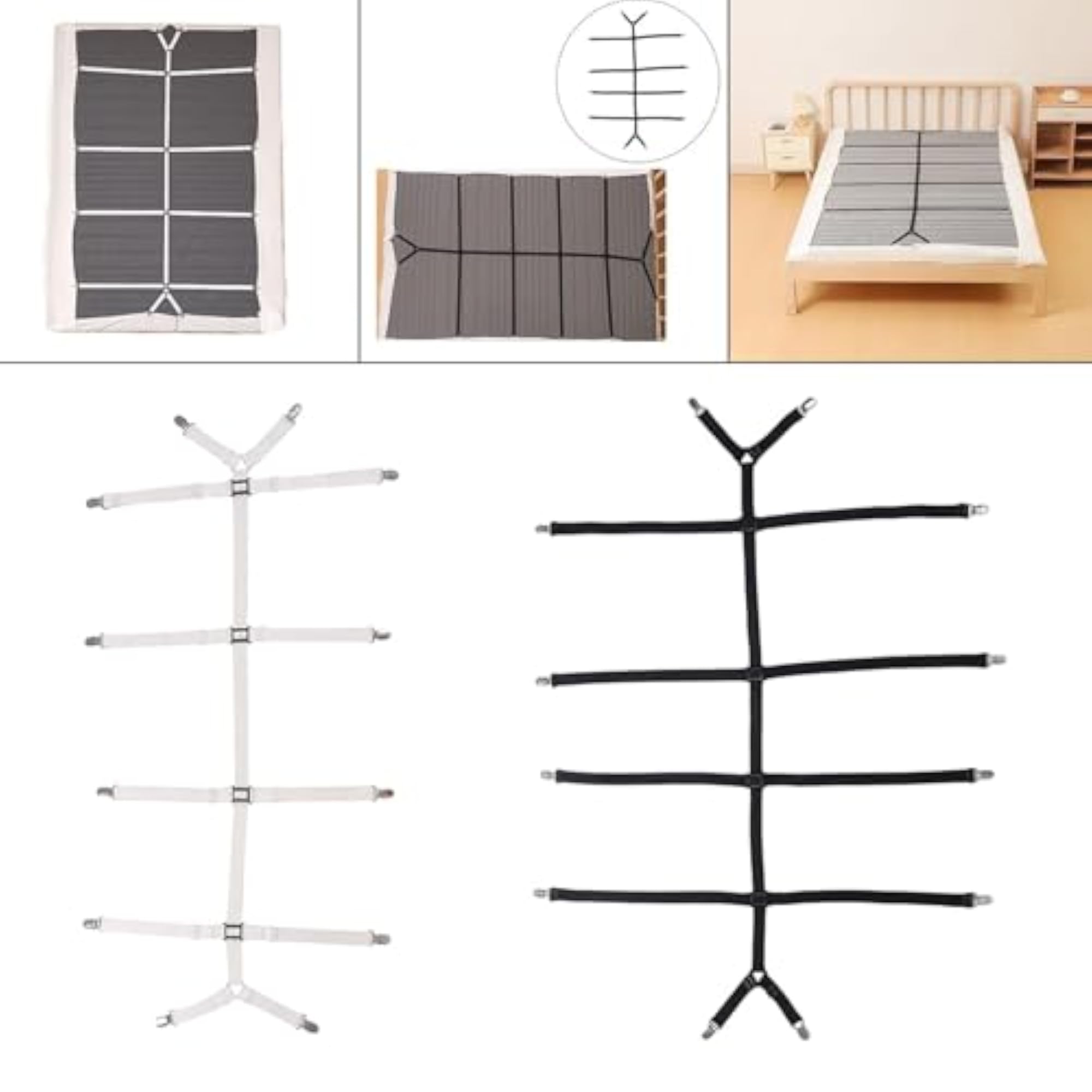Adjustable Bed Sheet Holder Strap, White