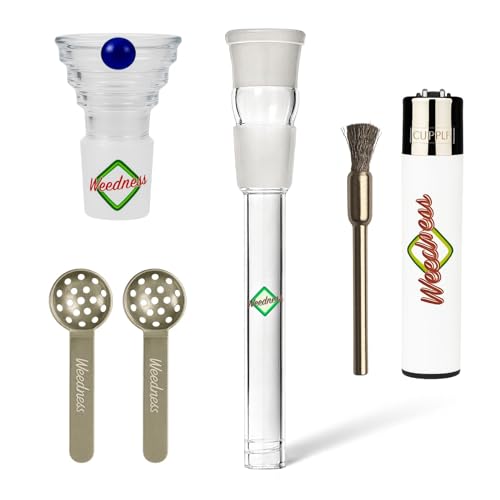 Weedness Bong Glass Chillum Diffuser 18,8 mm Cut 17 cm 5 Piece Set - Shillum Accessories Head Adapter Attachment Plug Chillum Coupling