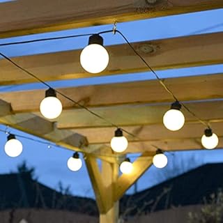 Outdoor Festoon Lights - Battery Powered LED Frosted Bulbs - with Timer - 4.5m Lit Length - Decorative Lighting