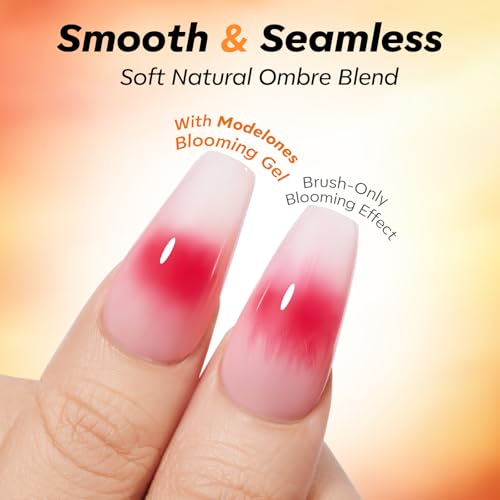 Image of modelones Gel Base Top Coat Set with Blomming Gel, 3 Pcs 15ML Clear Tortoise Bloom Marble Aura Painting Nail Art No Wipe Super Shiny Top Base Coat Soak Off U V DIY Manicure Gift for Women