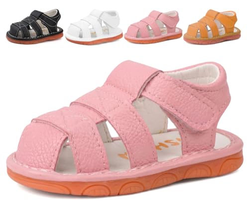 Image of Baby Boys Girls Squeaky Sandals Summer Closed-Toe Anti-Slip Premium Rubber Sole Toddler First Walkers Shoes