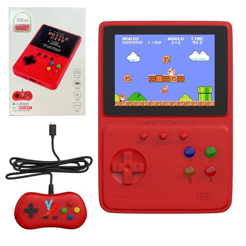 Handheld Game Console with 3.5-inch LCD Screen, Classic Retro Video Games, Portable Game Console, Mini Arcade Electronic Toy Gift for Boys and Girls (Red)