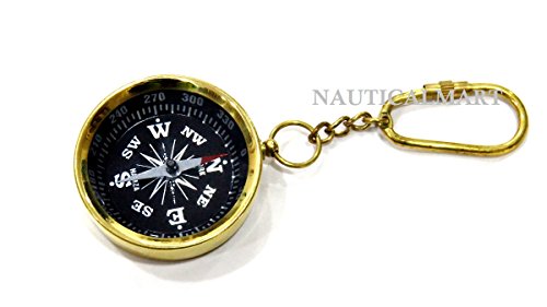 NauticalMart Pocket Compass Keychain Accessory for Camping, Hiking, Navigation Direction Mini Brass Compass Birthday Gift, Baptism Gift
